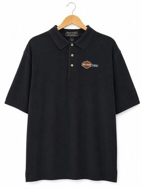 Harley-Davidson Ford F-150 Black Polo Shirt Men’s L Embroidered Logos Y2K